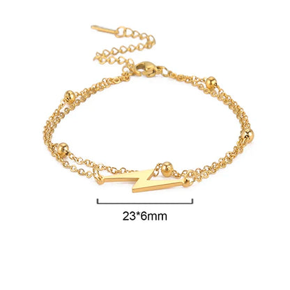 Kkjoy Foot Chain of Women Men Silver Color Lightning Stainless Steel Anklet Simple Fashion Girls Birthday Jewelry Accessorie