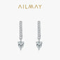 Ailmay 100% 925 Sterling Silver Fashion Clear CZ Water Drop Shape Sparkling Hoop Earrings  For Women Wedding Statement Jewelry