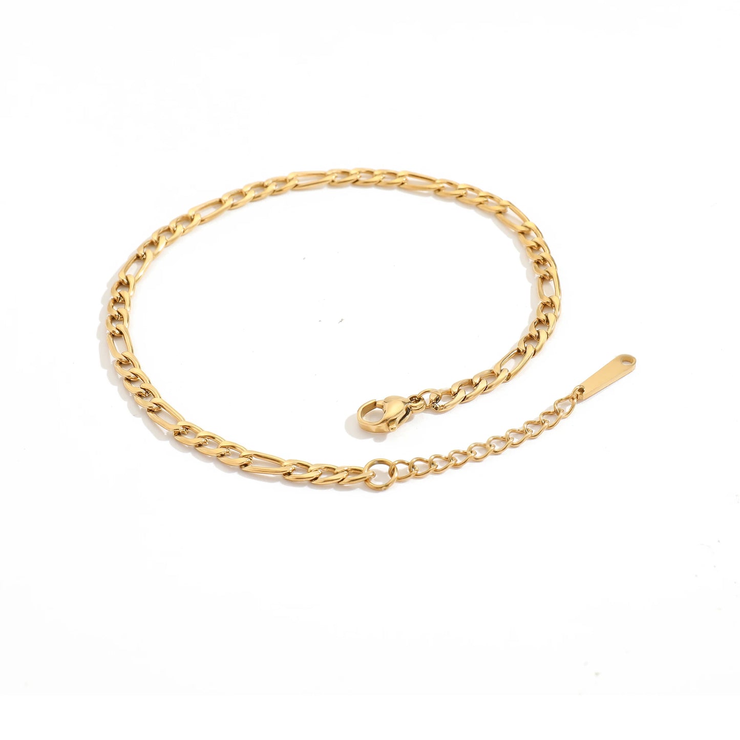 Dainty Stainless steel Gold Color Miami Cuban Link Chain Anklet Trendy 3MM Thick Curb Chain Waterproof  Jewelry for Women Gifts