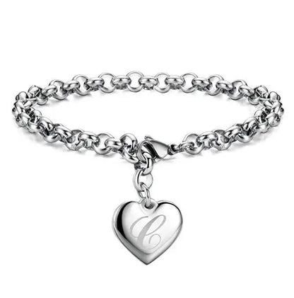 New 925 Sterling silver noble Heart 26 Letteres chain Bracelets for women Fashion Designer brand party wedding Jewelry gifts