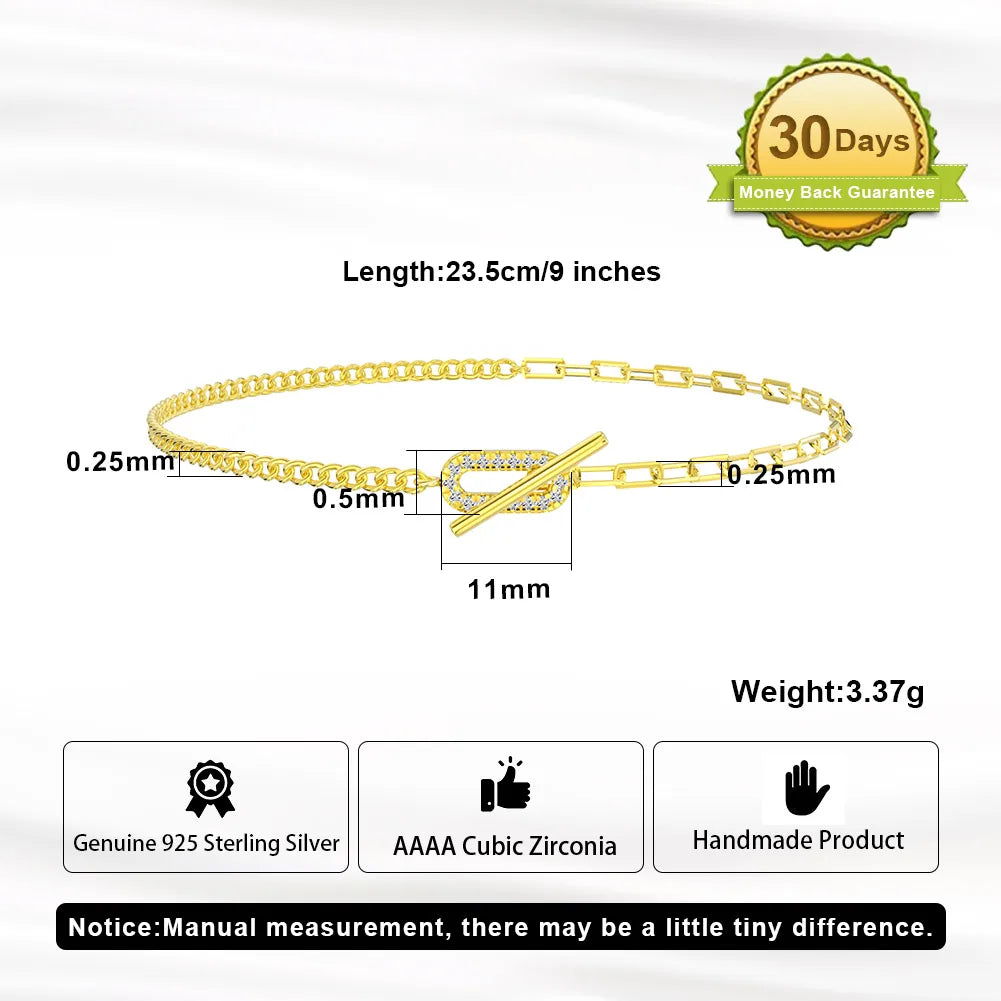 ORSA JEWELS Side Chain&Paperclip Chain Anklet 925 Silver Women's Summer Sexy Foot Bracelet Fashion Ankle Straps Jewelry SA62