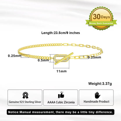 ORSA JEWELS Side Chain&Paperclip Chain Anklet 925 Silver Women's Summer Sexy Foot Bracelet Fashion Ankle Straps Jewelry SA62