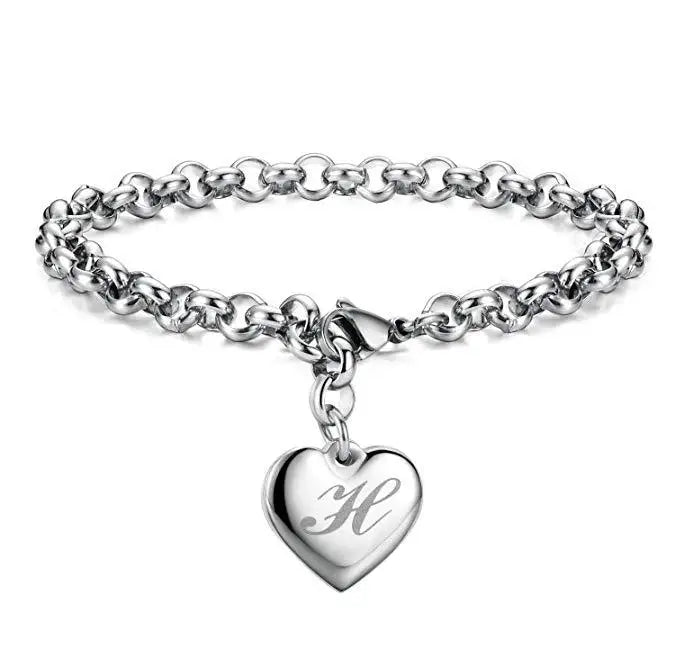 New 925 Sterling silver noble Heart 26 Letteres chain Bracelets for women Fashion Designer brand party wedding Jewelry gifts