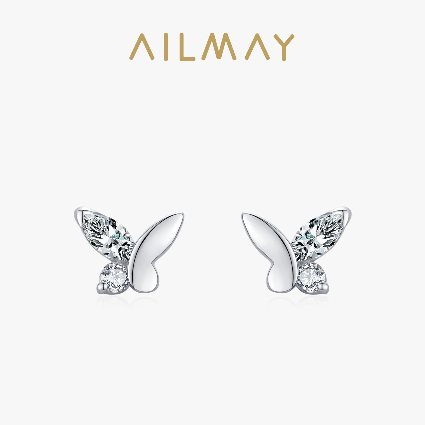 Ailmay Real 925 Sterling Silver Cute Butterfly Stud Earrings Exquisite Stackable Star Stud Earrings for Women Fashion Jewelry Va