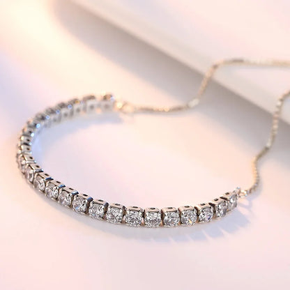 SAIYE 925 Sterling Silver Bracelet Love Elegant Zircon Tennis Crystal Chain for Women Fashion  Engagement Wedding Glam