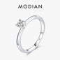 Modian 925 Sterling Silver 10 Hearts Clear CZ Simulated Diamond Simple Wedding Bands Ring For Women Statement Engagement Jewelry