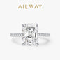 Ailmay Trendy 925 Sterling Silver Luxury Redian Cutting Rectangle 5A Zirconia Rings For Women Wedding Engagement Jewelry Gift