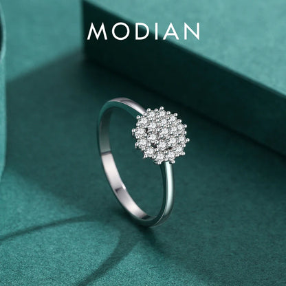 Modian 925 Sterling Silver Classic Sparkling Simple CZ Finger Ring Platinum Plated Wedding Jewelry For Women Anniversary Gift