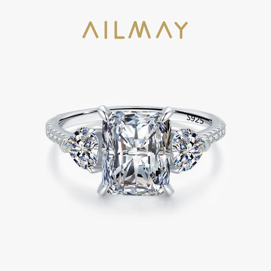 Ailmay Exquisite Luxury Rectangle 3ct  AAAAA CZ Ring 925 Sterling Silver Rings For Women Wedding Engagement Fine Female Jewelry