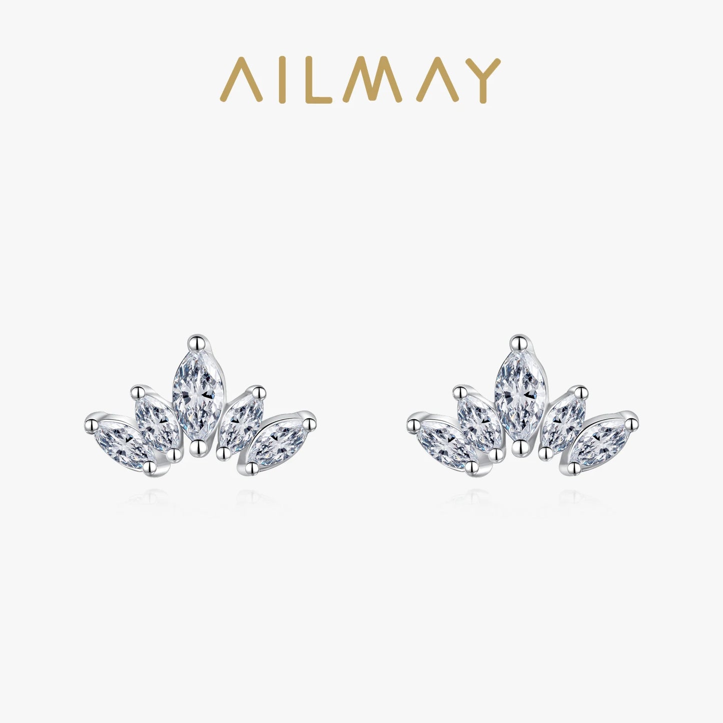 Ailmay Hot Sale New 100% Sterling Silver 925 Sparkling Clear Zircon Crown Exquisite Earring For Women Statement Jewelry Gift