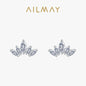 Ailmay Hot Sale New 100% Sterling Silver 925 Sparkling Clear Zircon Crown Exquisite Earring For Women Statement Jewelry Gift