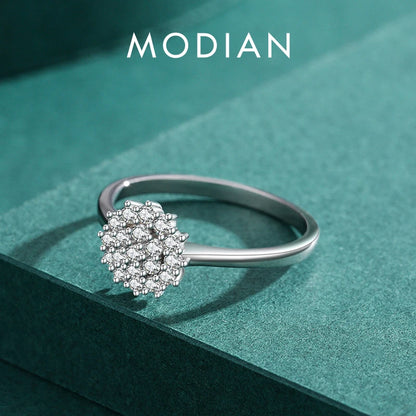 Modian 925 Sterling Silver Classic Sparkling Simple CZ Finger Ring Platinum Plated Wedding Jewelry For Women Anniversary Gift