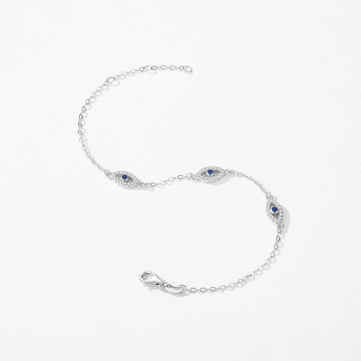 MODIAN 925 Sterling Silver Elegant Blue Clear CZ Adjustable Bracelet For Women Korea Style Blue Eyes Chain Link Fine Jewelry