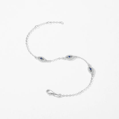 MODIAN 925 Sterling Silver Elegant Blue Clear CZ Adjustable Bracelet For Women Korea Style Blue Eyes Chain Link Fine Jewelry