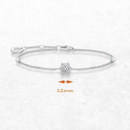 Bracelet Snowflake Brand New Link Chain 925 Sterling Silver Trendy Jewelry Winter Gift For Women