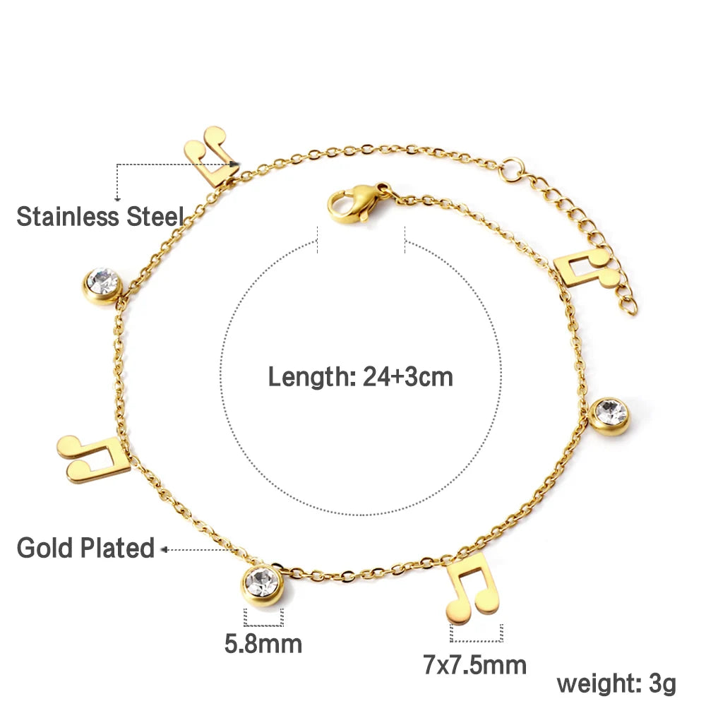 LUXUSTEEL Cryatal Hamsa Hand Charm Anklets For Women Girls Gold Color Stainless Steel Chain Ankle Summer Holiday Jewelry 23+5cm