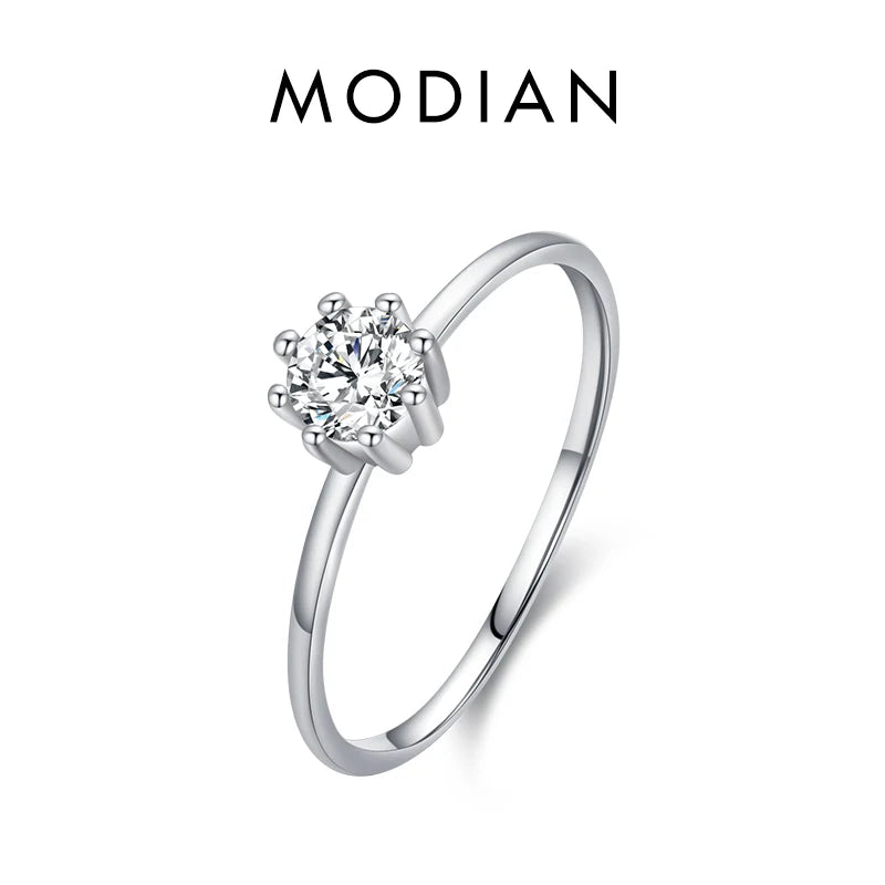 Modian 925 Sterling Silver Classic Wedding Sets Sparkling CZ Stackable Finger Rings For Women Engagement Statement Jewelry Gifts