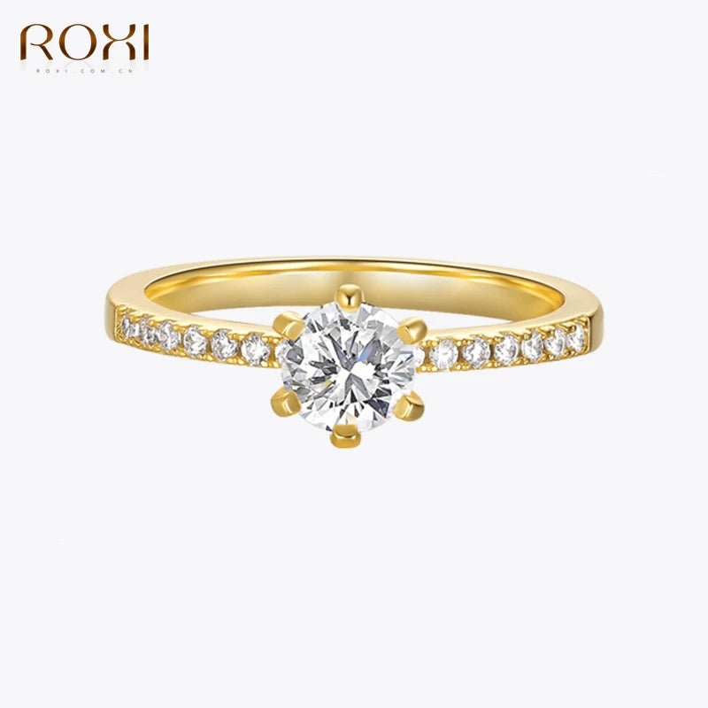 ROXI White Crystal Rings For Women Wedding Finger Rings 925 Sterling Silver 18K Engagement Ring Jewelry anillos bague femme