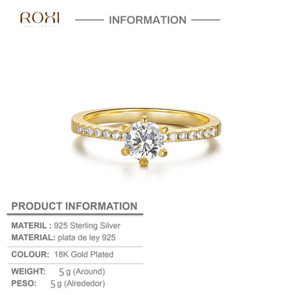 ROXI White Crystal Rings For Women Wedding Finger Rings 925 Sterling Silver 18K Engagement Ring Jewelry anillos bague femme