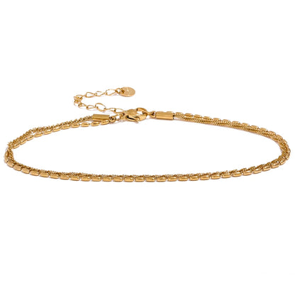 Yhpup Classic Double Layer Exquisite Chain Stainless Steel Stylish Anklet Women Trendy Summer Charm Gold Silver Color Jewelry