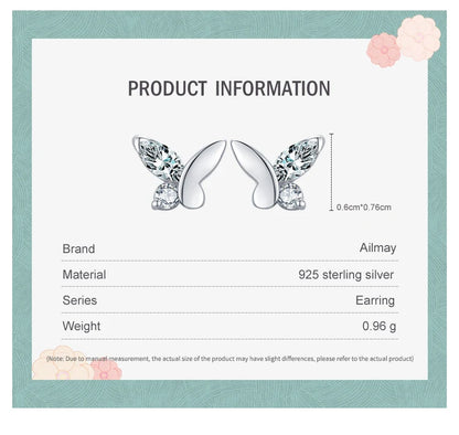 Ailmay Real 925 Sterling Silver Cute Butterfly Stud Earrings Exquisite Stackable Star Stud Earrings for Women Fashion Jewelry Va