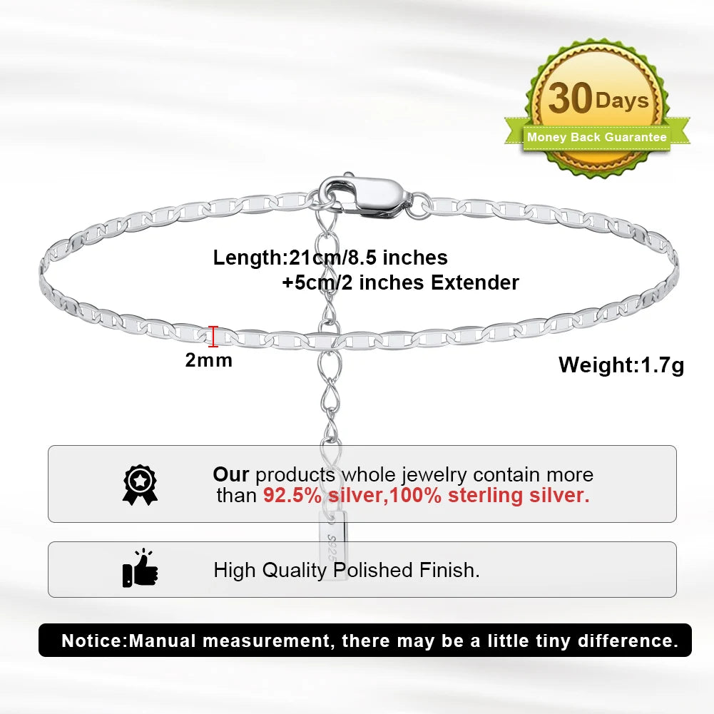 ORSA JEWELS 14K Gold 1.2mm Italian Cuban Chain Anklet for Women 925 Sterling Silver Fine Summer Beach Foot Bracelet Anklets SA43