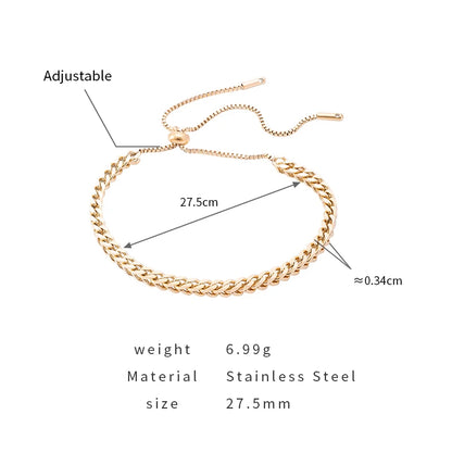 PAXA Fashion Statement Stainless Steel Adjustable Draw String Bracelet for Women Couple Bracelets 2023 Charm New Trendy Jewelry