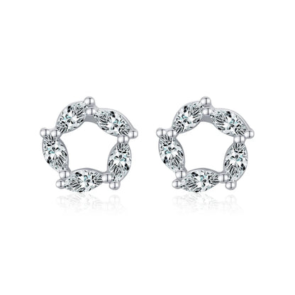 Ailmay Genuine 925 Sterling Silver Luxury Cubic Zirconia Stud Earrings For Women Charm Flower CZ Wedding Statement Jewelry Gifts