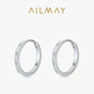 Ailmay Genuine 925 Sterling Silver Popular Round Earrings For Women Simple Design Dazzling Clear CZ Fine Hypoallergenic Jewelry