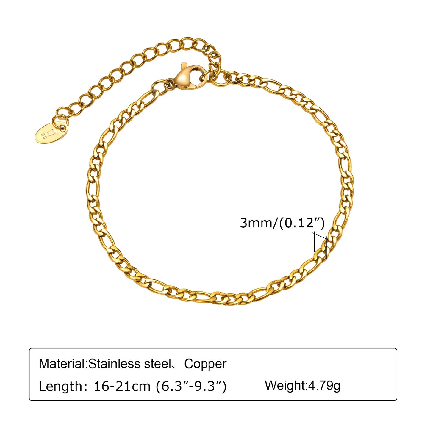 Women Paperclip Chain Bracelet,18K Gold Plated Stainless Steel Adjustable Chain Bracelet,Chunky Stackable Layered Jewelry