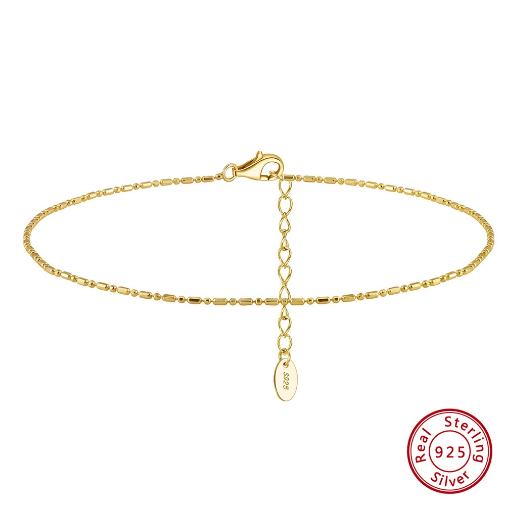 ORSA JEWELS 14K Gold 1.2mm Italian Cuban Chain Anklet for Women 925 Sterling Silver Fine Summer Beach Foot Bracelet Anklets SA43