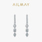 Ailmay Real 925 Sterling Silver Fashion Geometric Combination Clear CZ Hoop Earrings For Women Wedding Engagement Fine Jewelry