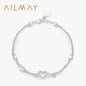 Ailmay 925 Sterling Silver Romantic Heart Bracelet Original Design Dazzling Clear CZ Bracelet For Women Silver Fine Jewelry