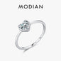 MODIAN 925 Sterling Silver Minimalism Romantic Hearts Zirconia Ring Classic Basic Style Wedding Rings For Women Fine Jewelry