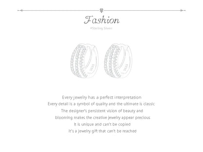 Ailmay New Arrival Luxury Dazzling CZ Ear Buckles Real 925 Sterling Silver Luxury Charm Hoop Earrings For Women Wedding Jewelry