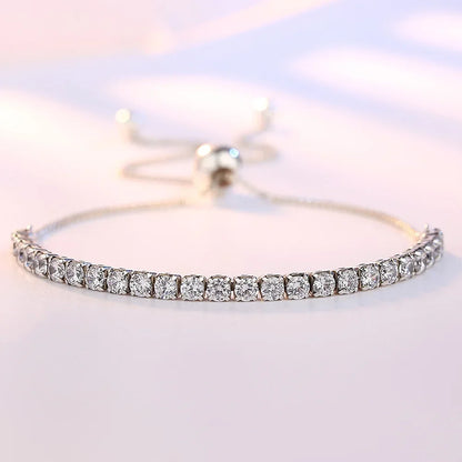 SAIYE 925 Sterling Silver Bracelet Love Elegant Zircon Tennis Crystal Chain for Women Fashion  Engagement Wedding Glam