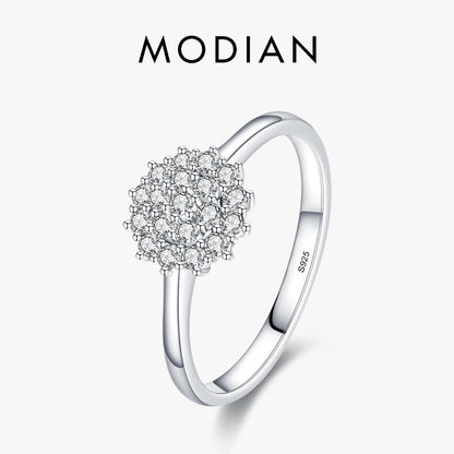 Modian 925 Sterling Silver Classic Sparkling Simple CZ Finger Ring Platinum Plated Wedding Jewelry For Women Anniversary Gift