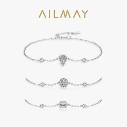 Ailmay 2024 New Design 925 sterling Silver Fashion Water Drop Geometric Design Chain Bracelet For Women Wedding Fine Jewelry