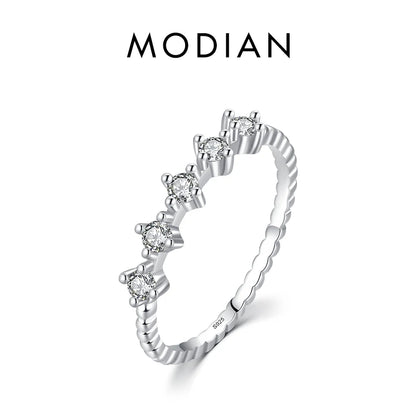 Modian 925 Sterling Silver Classic Wedding Sets Sparkling CZ Stackable Finger Rings For Women Engagement Statement Jewelry Gifts