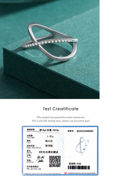 MODIAN Authentic 925 Sterling Silver Sparkling Clear CZ Cross Ring For Women Simple Design Ring Fine Jewerlry Gift Accessories