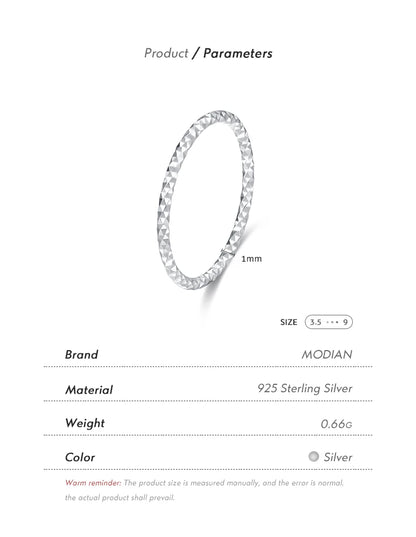 MODIAN 925 Sterling Silver Wavy Sparkling Simple Ring Trendy Stackable Charm Ring Platinum Plated Fine Jewelry For Women Gifts