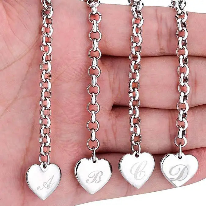 New 925 Sterling silver noble Heart 26 Letteres chain Bracelets for women Fashion Designer brand party wedding Jewelry gifts