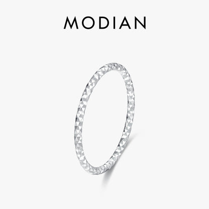 MODIAN 925 Sterling Silver Wavy Sparkling Simple Ring Trendy Stackable Charm Ring Platinum Plated Fine Jewelry For Women Gifts