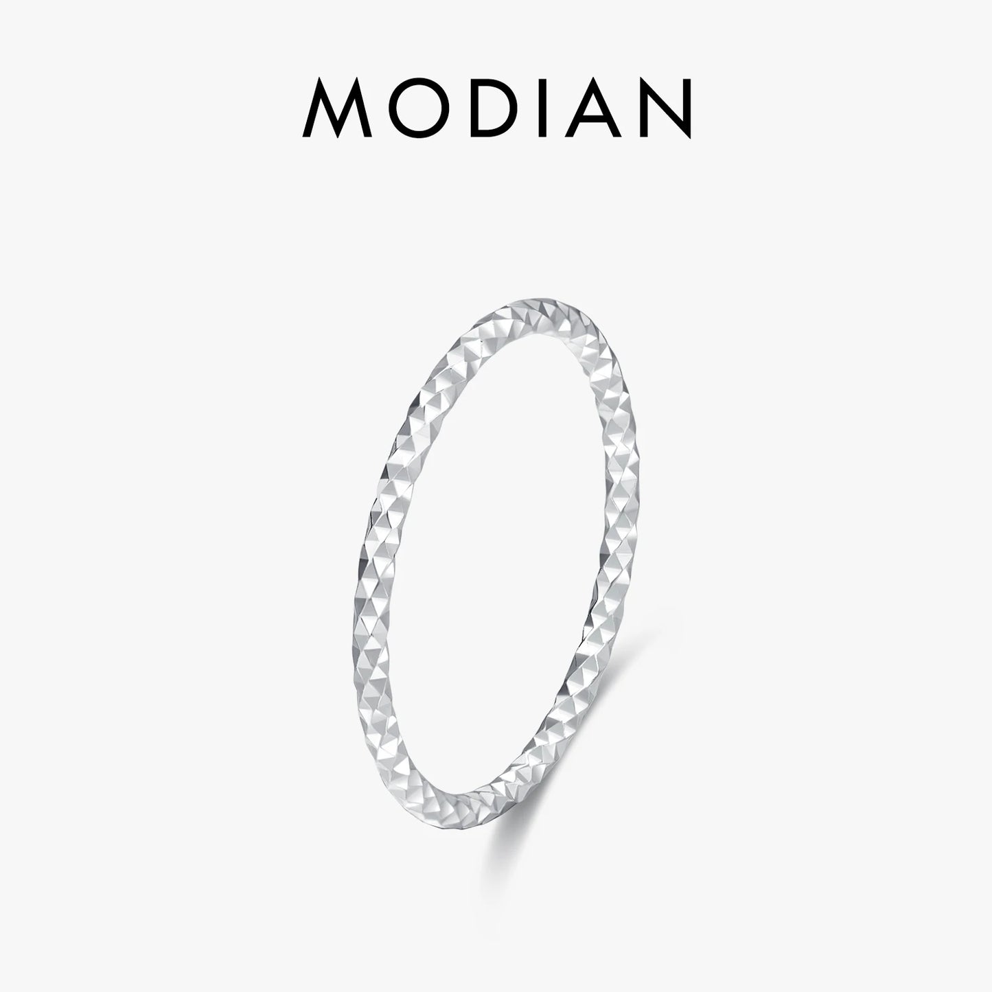 MODIAN 925 Sterling Silver Wavy Sparkling Simple Ring Trendy Stackable Charm Ring Platinum Plated Fine Jewelry For Women Gifts