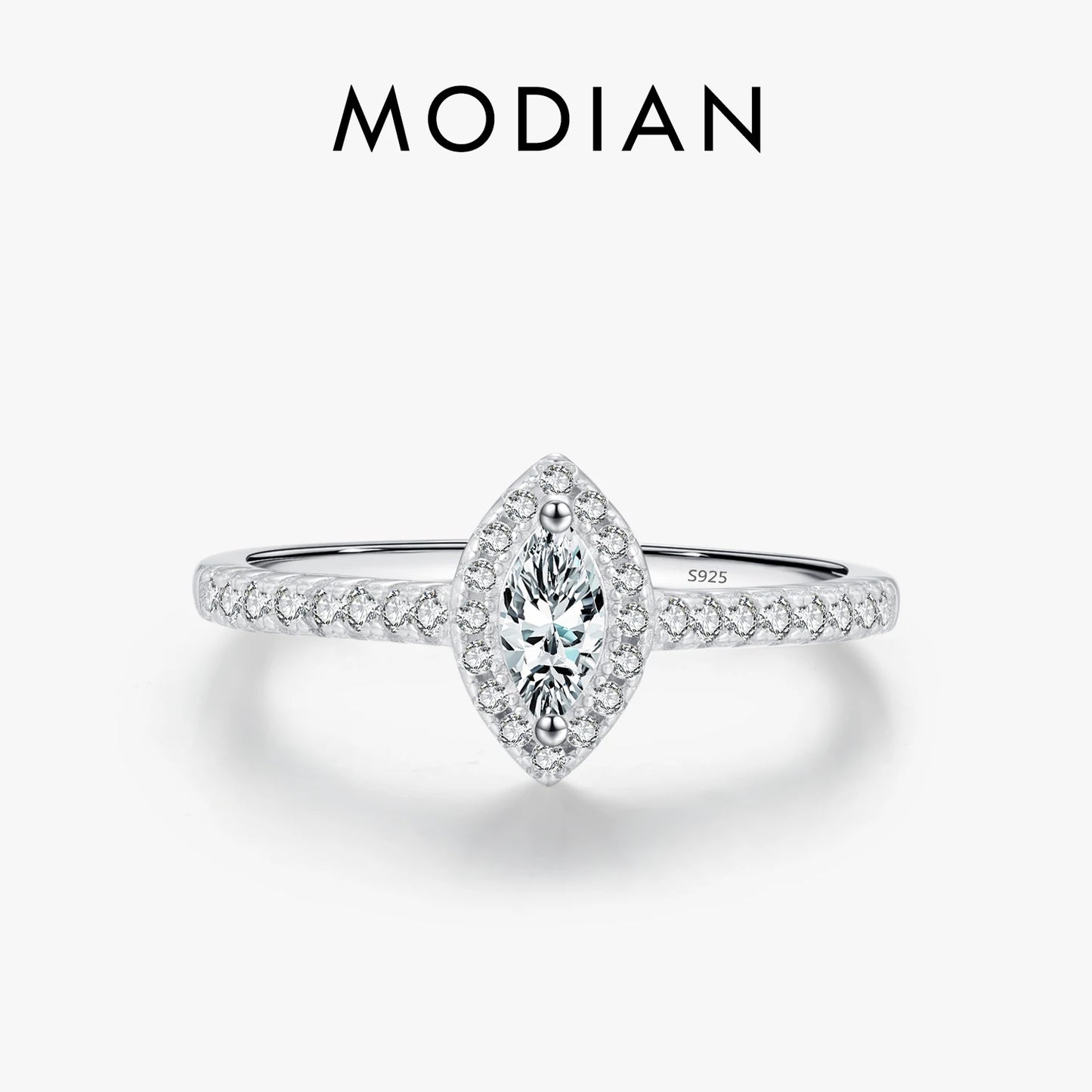 MODIAN Exquisite Luxury Marquise Cut CZ Ring 925 Sterling Silver Ring for Women Wedding Engagement Gift Fine Jewelry Accessories