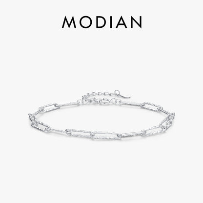 MODIAN Real 925 Sterling Silver Irregular Wavy Lock Chain Bracelets Trendy Stackable DIY Jewelry For Women Female Accessories