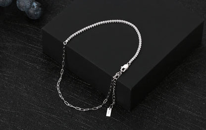 ORSA JEWELS 925 Sterling Silver Tennis Chain Anklet Clear AAAA Zirconia Half Chain Half Tennis for Women Birthday Gift SA21