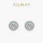 Ailmay Genuine 925 Sterling Silver Sun Flower Dazzling Cubic Zirconia Earrings For Women Classic Wedding Statement Jewelry