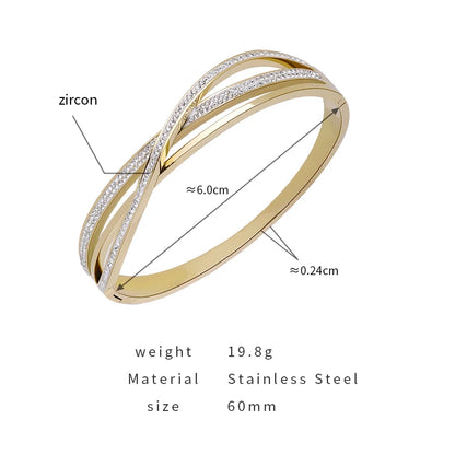 PAXA New Fashion Matte Zirconia Stainless Steel Bracelet for Women Elegant Bangle 2023 Female Wedding Party Jewelry Accessories