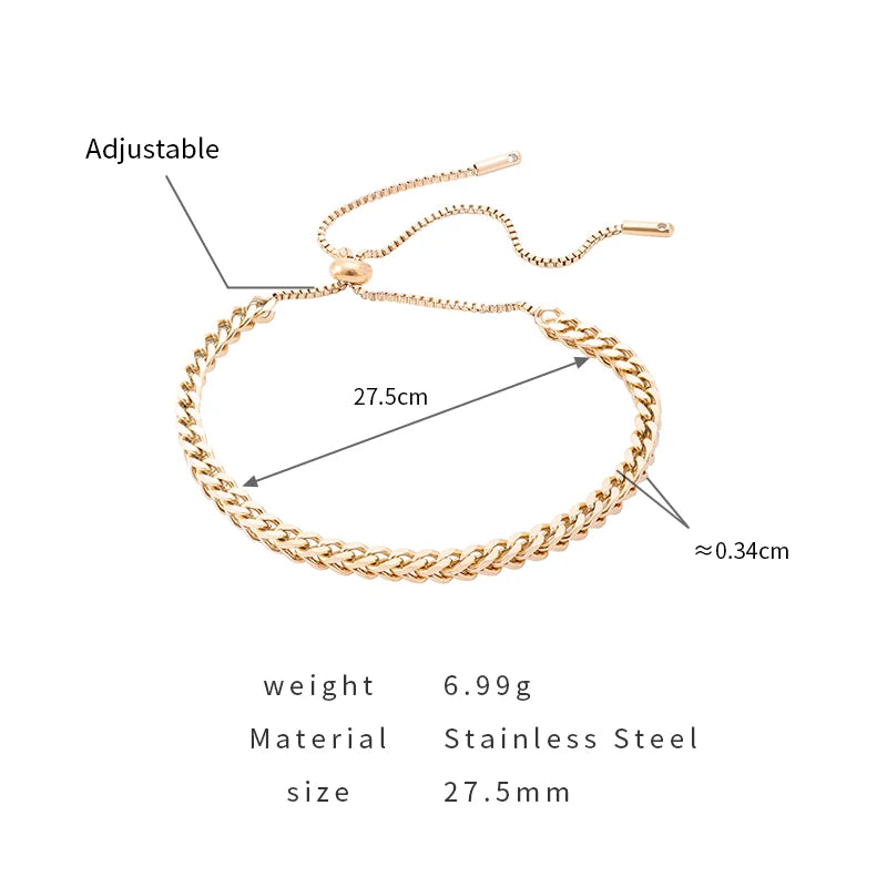 PAXA Fashion Statement Stainless Steel Adjustable Draw String Bracelet for Women Couple Bracelets 2023 Charm New Trendy Jewelry